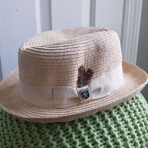 Stacy Adams Tan Fedora 100% Toyo Hat with Classic Design